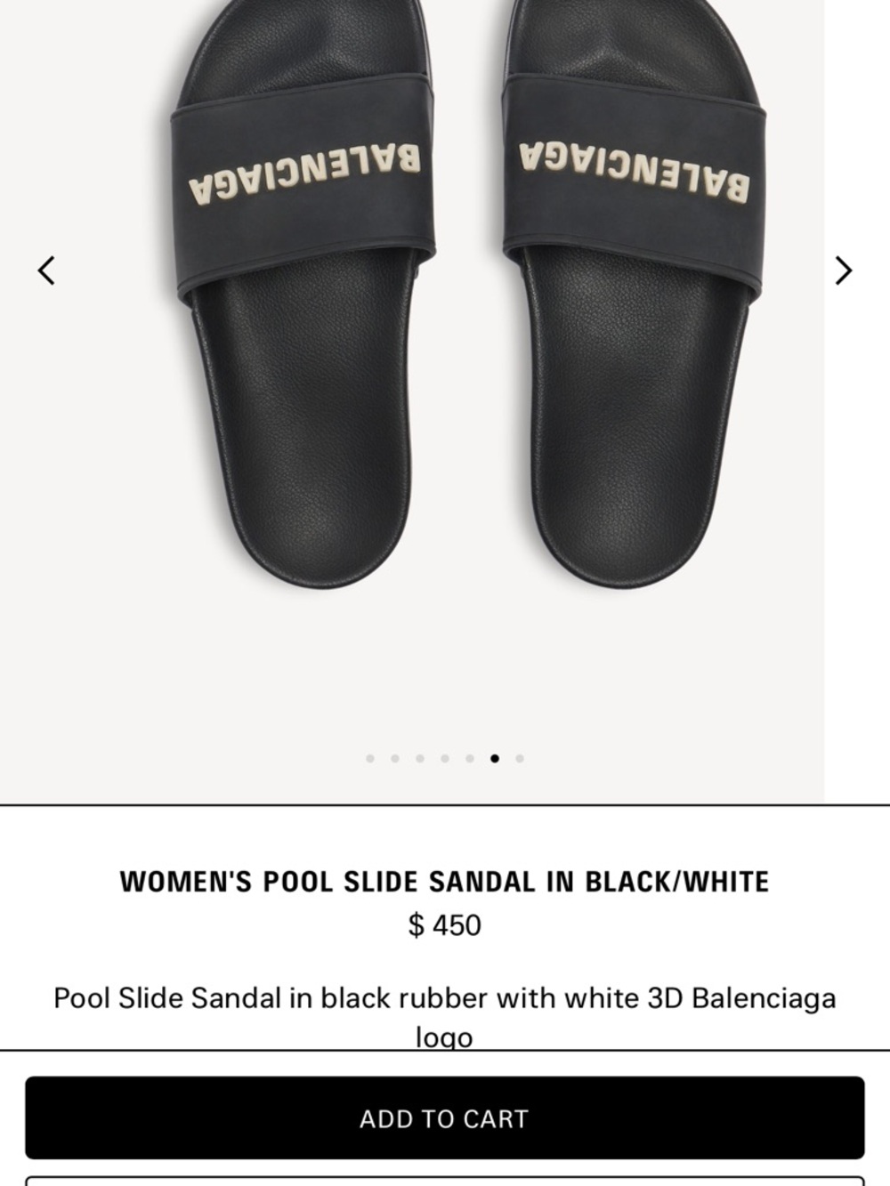 Balenciaga Black and White Pool Slide Sandals